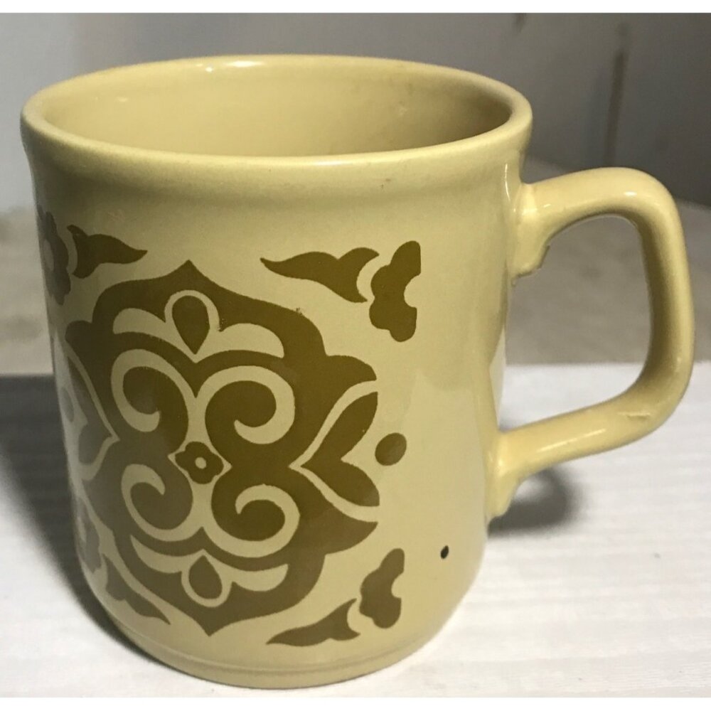 Cartwrights Ceramic Mug Table Tops Staffordshire England Floral Avacodo MCM Vtg